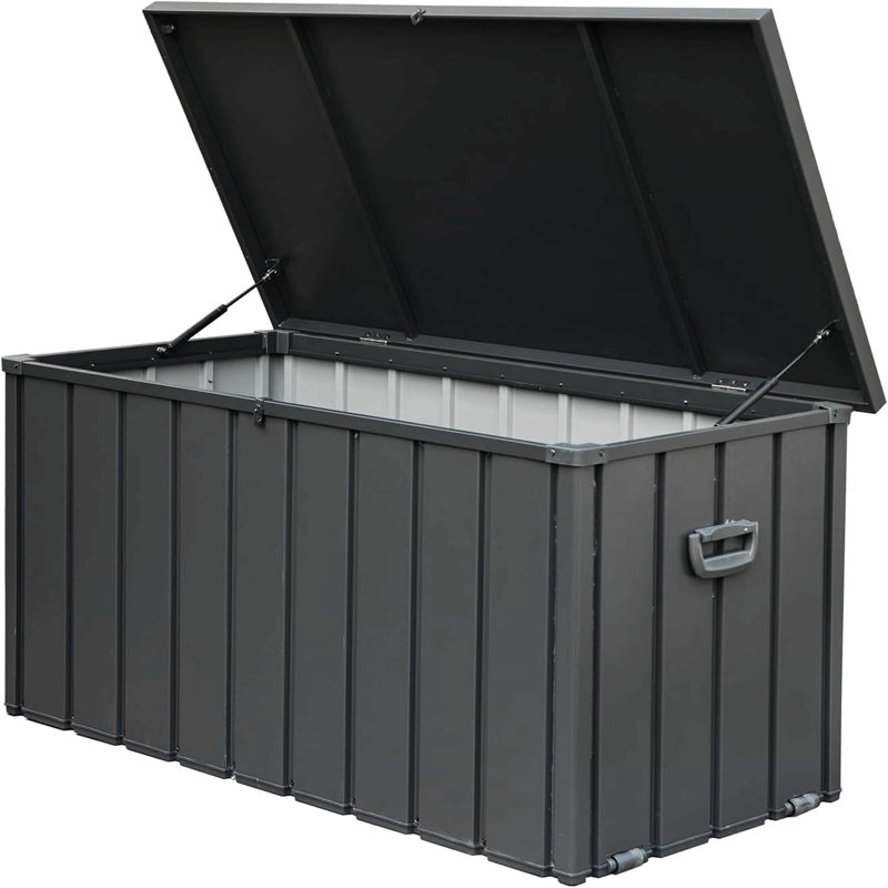 Outdoor Storage Deck Box Waterproof, Large Patio Storage Bin For Outside Cushions, Throw Pillows, Garden Tools, Lockable (Dark Gray)