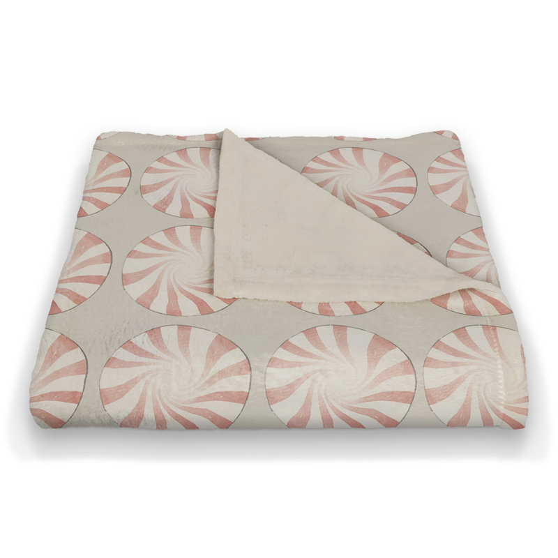 Peppermint Candy Patterned 50 x 60 Coral Fleece Blanket