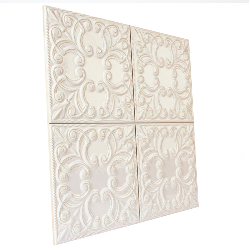 Victorian Tin 17-3/8 in. x 17-3/8 in. Porcelain Wall Tile, White