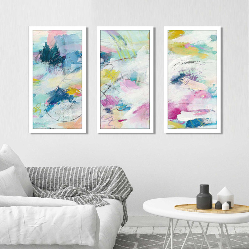 Lumière du jour II - peinture de cadre 3 pièces, L 52,5 po x H 33,5 po x P 1 po