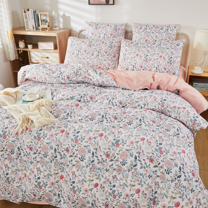  Ensemble de housse de couette 100% coton égyptien 800TC, 3 pièces, ensemble de literie de luxe entièrement rétro de style chic et shabby chic, esthétique et botanique pour chambre d'amis