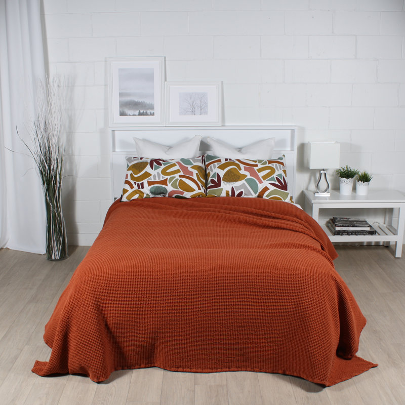 Couvre-lit 100% coton rouge Jeiden, Orange