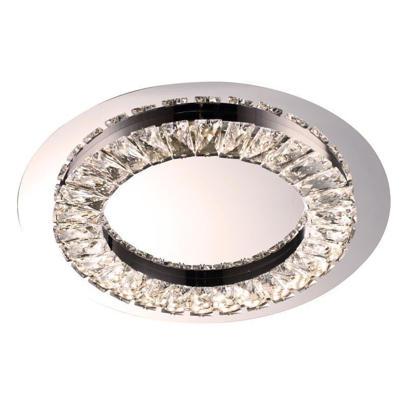 Transitional LED Round Crystal Flush Mount, 1.5" H x 14.9" W x 14.9" D, 4000K