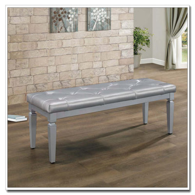 Tufted Faux Leather Upholstered Dining Bench