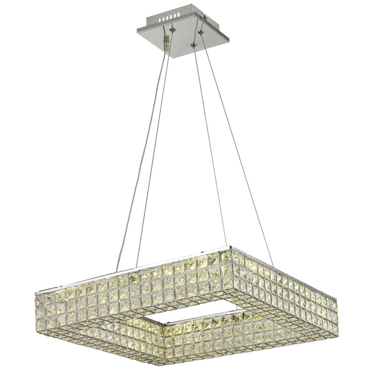 Gaven 4 - Light Chrome LED Square/Rectangle Pendant