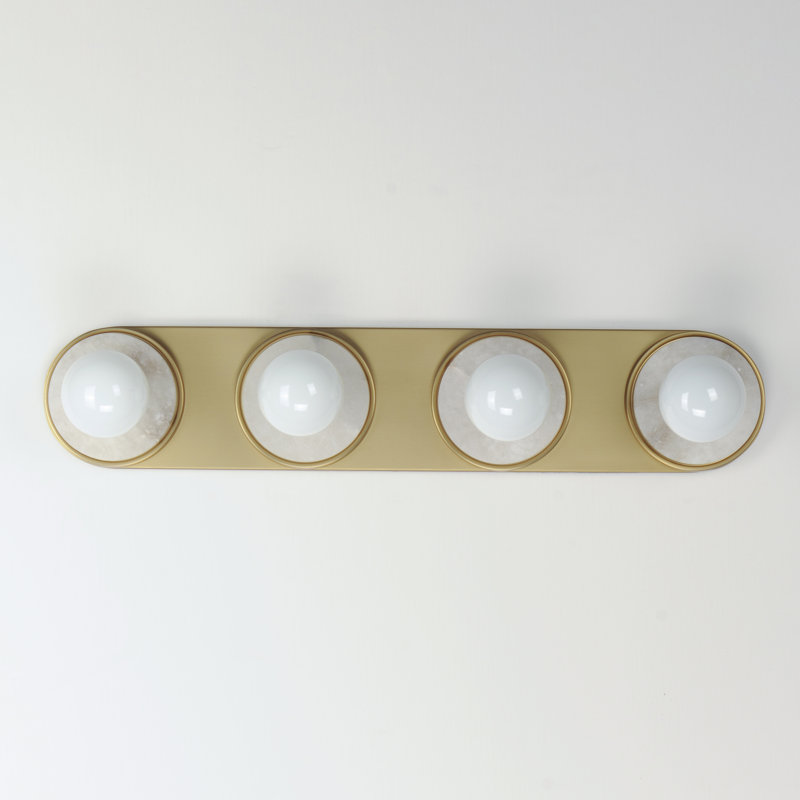 Rocha 4 - Light Dimmable Bath Bar, Yes, White Alabaster/Natural Aged Brass