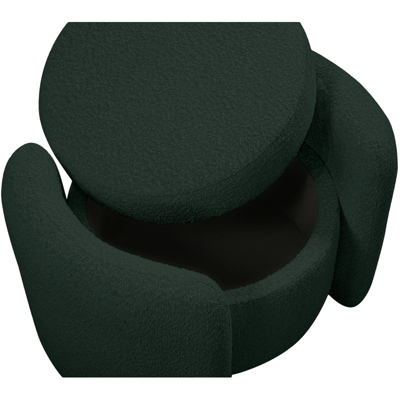 Repose-pieds rond avec rangement Horizon 29 po, Tissu bouclé vert