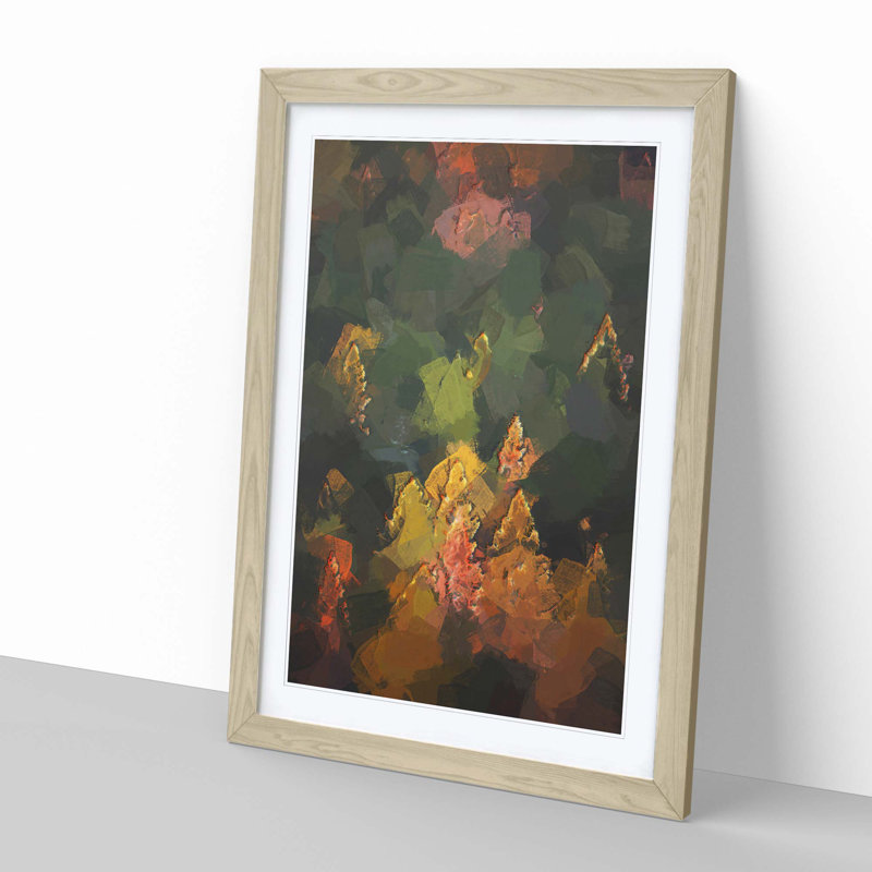 Pointed Trees in Abstract - Framed Print, 60cm H x 40cm W x 2cm D, Oak