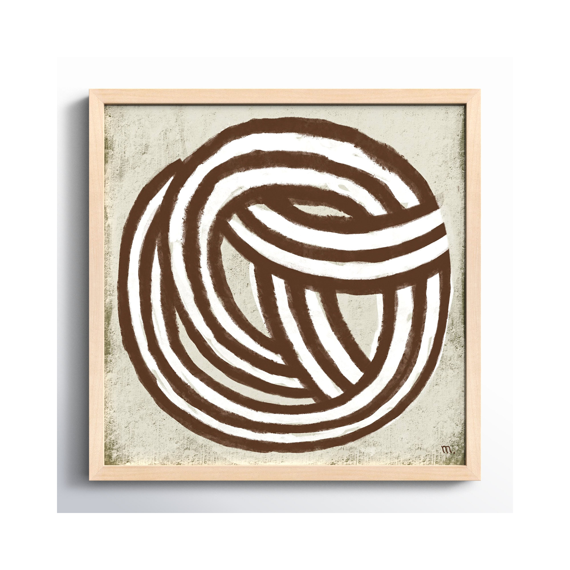 Knotting By Studio M - Framed Wall Art, 16" H x 16" W x 1.25" D, Maple Framed