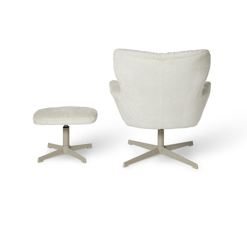 42cm H Tufted Upholstered Metal Armchair, Cream, Cream