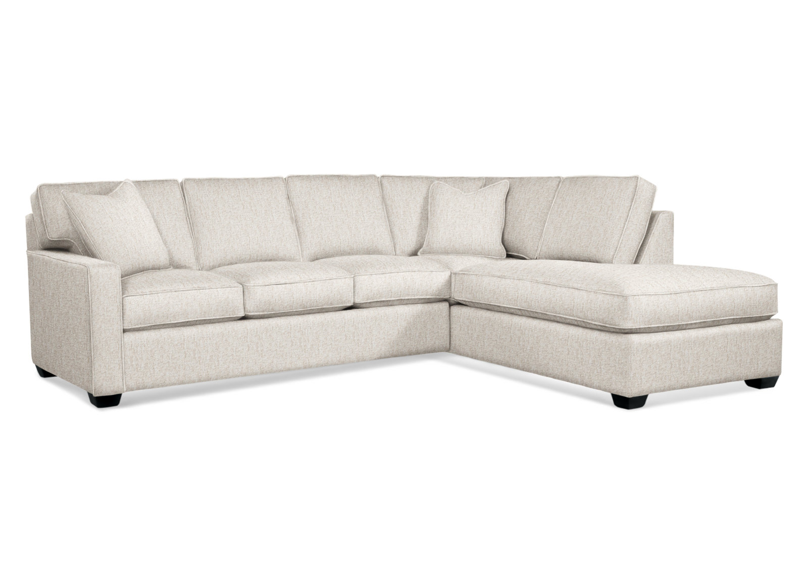 Ellora Upholstered Chaise L-Sectional, Black, Right Hand Facing, Beige/White Stripe; 0214-74