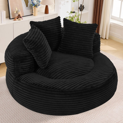 45.8" Bean Bag Chair for Adults & Teens, Round Corduroy Lounge Chair with Compressed Foam Filling, Comfy Reading Chair for Living Room & Bedroom