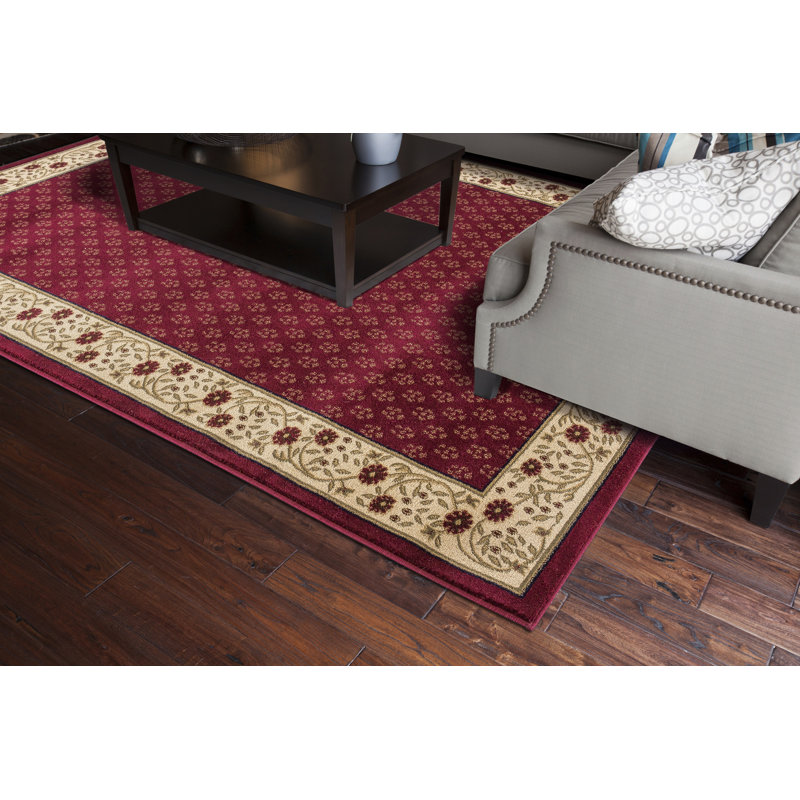 Tapis rouge à tissage plat Edmont, Rectangle 5 pi 3 po x 7 pi 7 po