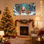 Père Noël de Noël avec renne dans la forêt enneigée, ensemble de 3 impressions sur toile-2120373097