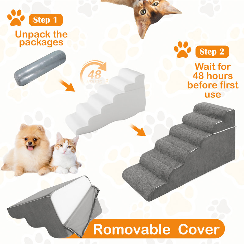 Rampes pour chien pour petits animaux de compagnie, marches antidérapantes en mousse pour animal de compagnie, avec housse amovible lavable