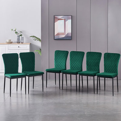 Velvet Upholstered Dining Chair Set High Back