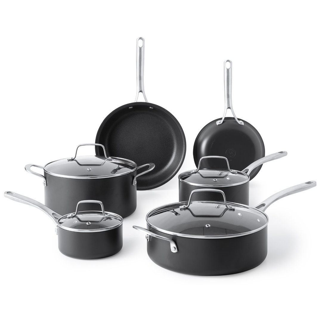 Martha Stewart Bosworth 10 Piece Hard Anodized Nonstick Aluminum Cookware Set - Black Martha Stewart