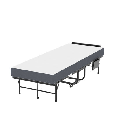 75" Bed For Tall People, 5" Memory Foam Mattress, Adjustable Headboard, Heavy-Duty Metal Frame, Portable And Easy To Assemble 75-Inch Folding With 5-Inch Foam, Ideal Small Spaces, Stable Twin Cot On