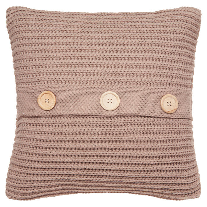 Chunky Knit Striped Scatter Cushion with Filling, Natural