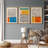Abstract Vibrant Color Blocks " Mid-century Modern Multicolor Block Colorful Framed Abstract Geometric Canvas Print Wall Art " 3 - Pieces-75848670-75848669