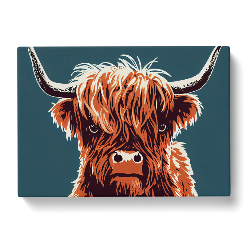 Groovy Highland Cow - Wrapped Canvas Print, 35cm H x 50cm W x 3cm D