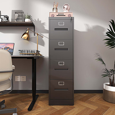 4 Drawer File Cabinet with Lock Metal Vertical File Cabinet