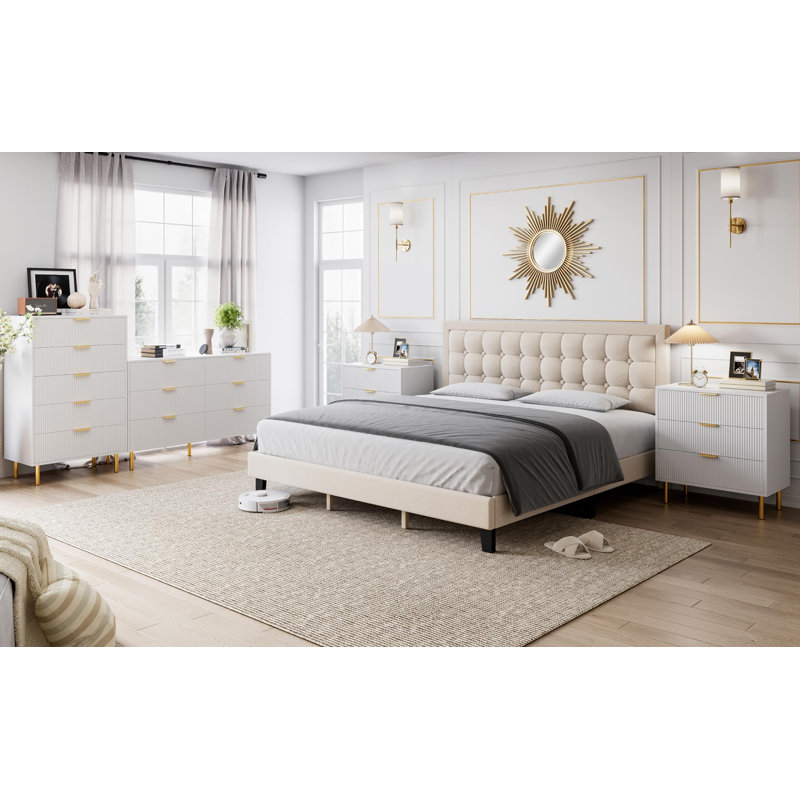 End Table, White / Gold, White, Gold