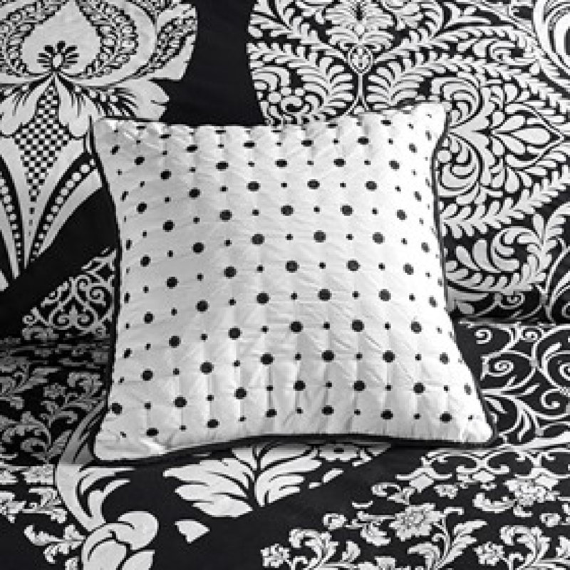 Elegant Cotton Bedding Sets, Black Damask Design, Queen Size