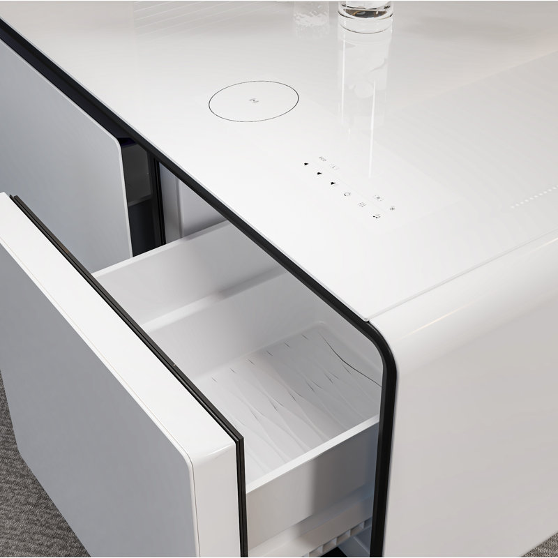 Rozelle Smart Coffee Table with Built-in Fridge, Wireless Charging