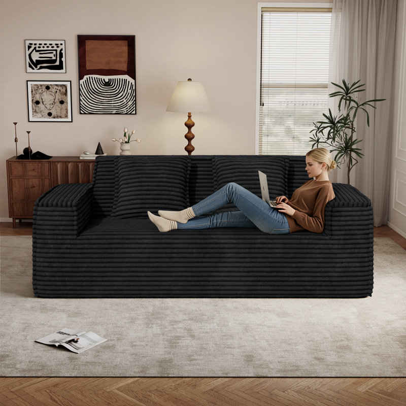 2 Seater Corduroy Loveseat, Black