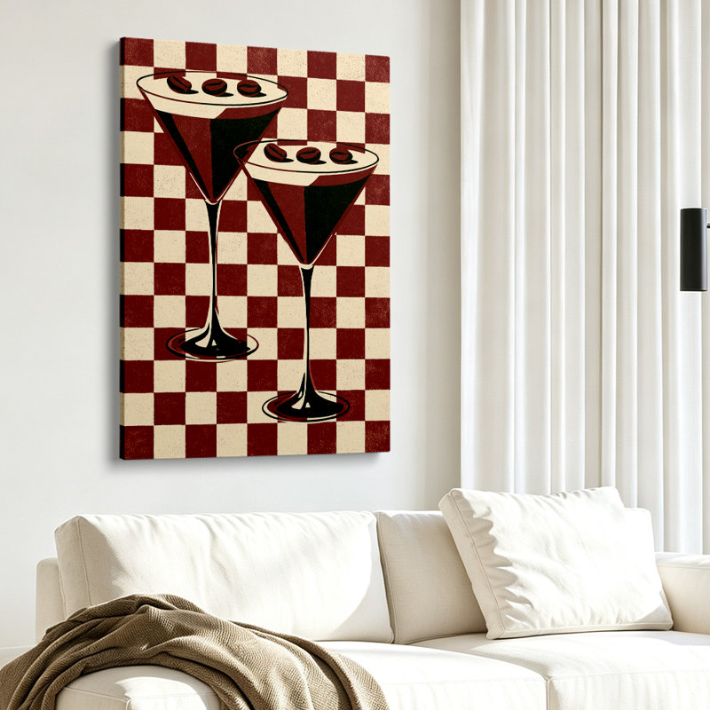 Tableau abstrait moderne sur toile Espresso Martini 61 x 41 cm - Décoration de salon, H 24 po x l 16 po