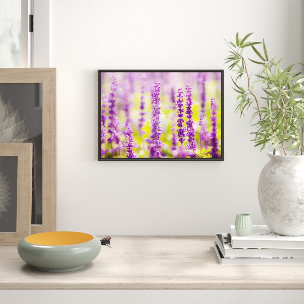 Gerahmtes Wandbild schöne violette Lavendelblüten