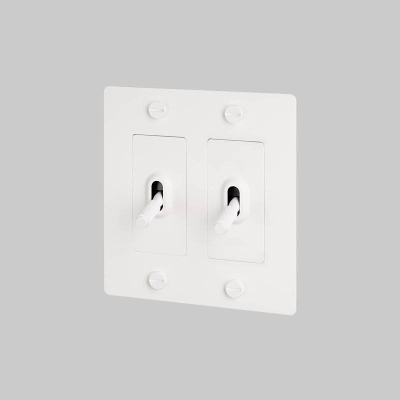 White Double Toggle Switch with Solid Metal Plate