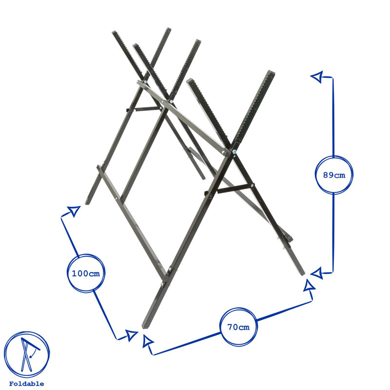 Harbour Housewares Iron Saw Horse - Folding Work Bench Stand