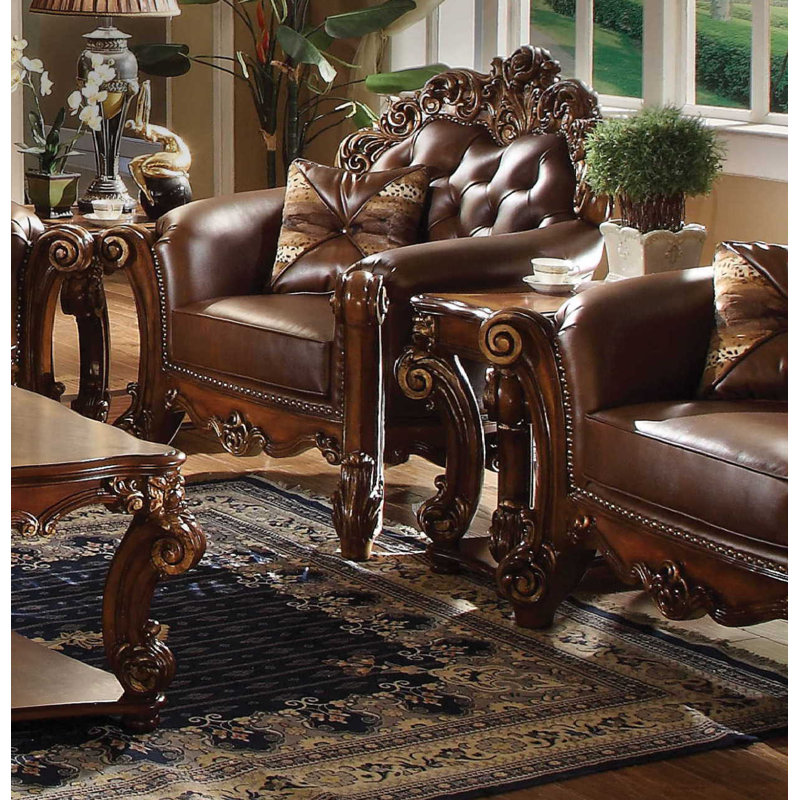 Carlene Faux Leather Armchair, Cherry Faux Leather