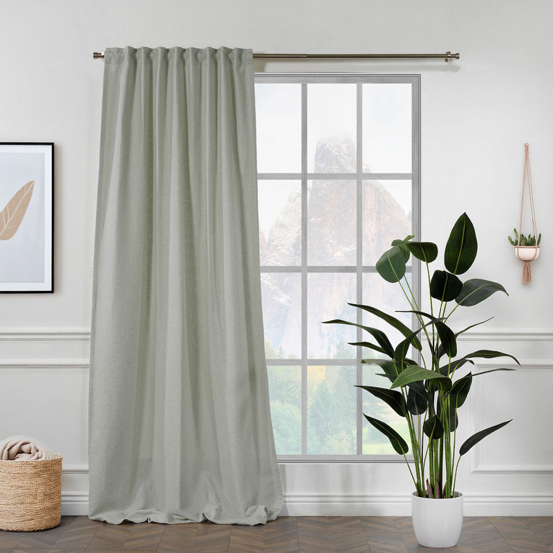 Extra Long & Extra Wide Polyester Decorative Curtain Single Panel, 52" W x 100" L, Light Green