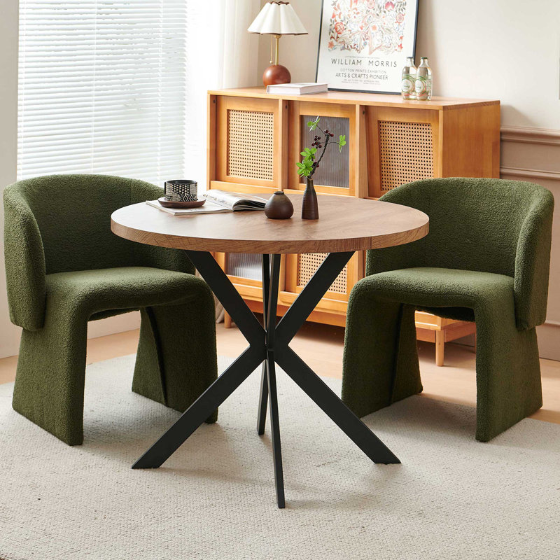 Alana 37-Inch Round Table With Armchairs, Green