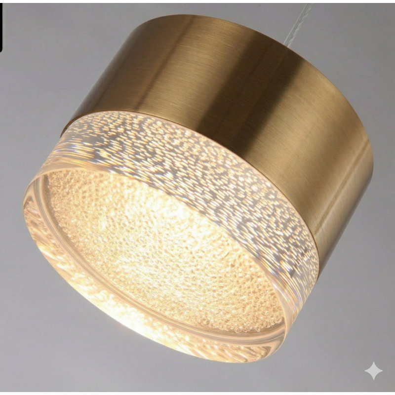 Luminaire suspendu cylindrique à 1 lumière Barnsdall, Laiton brossé