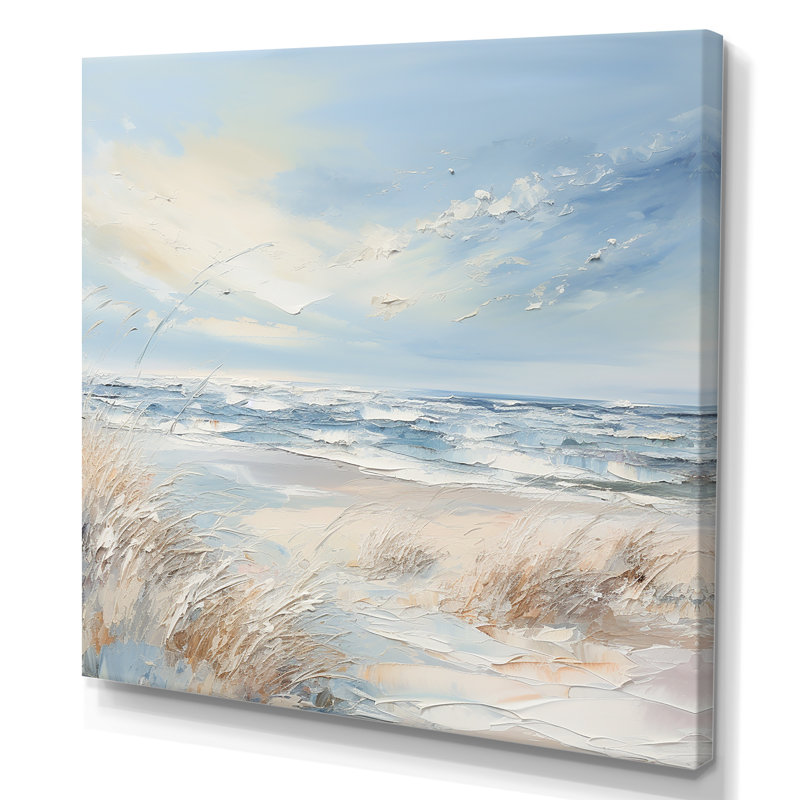 «Coastal Waves Charm In Winter I», reproduction sur toile, Cadre flottant doré, H 30 po x l 30 po