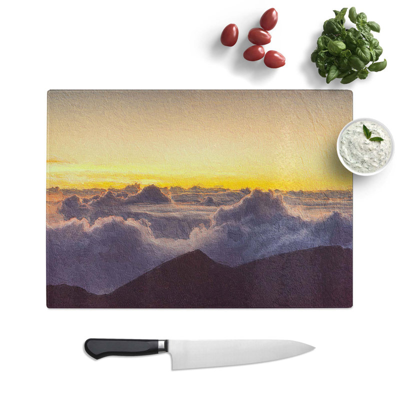 Tempered Glass Clouds over Hawaii Chopping Board, 28.5 cm W x 20 cm L