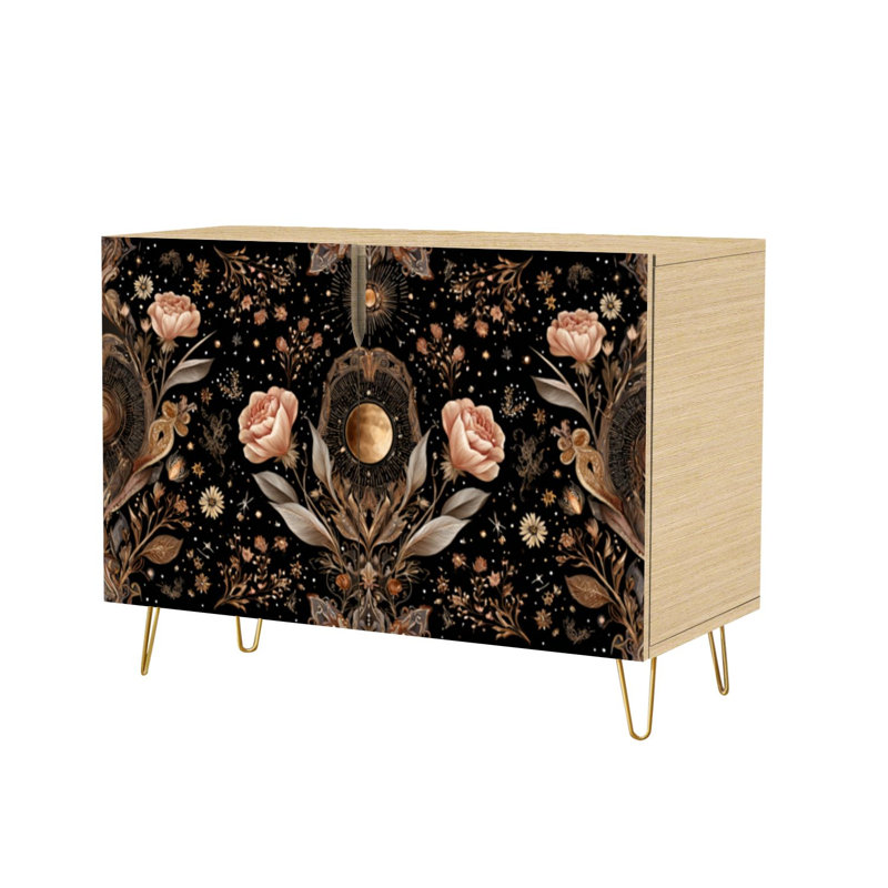 Buffet Buffet avec rangement Celestial Rose Botanical pour tissu avec 2 portes pour le salon et la cuisine