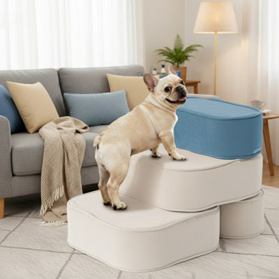 Escalier pour chien en mousse convertible 2-en-1 à 3 marches, marchepieds antidérapants pour lit haut et canapé, coffre-fort pour chiots, chiens et chats âgés