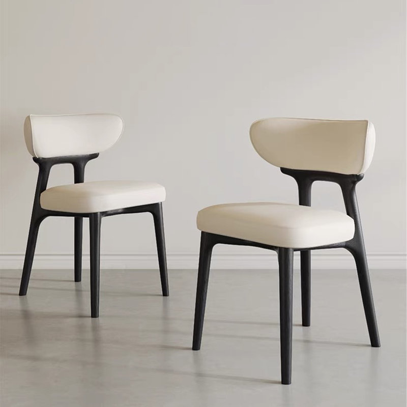 Chaises de salle à manger modernes en similicuir, bois massif noir, similicuir, sans assemblage, Noir