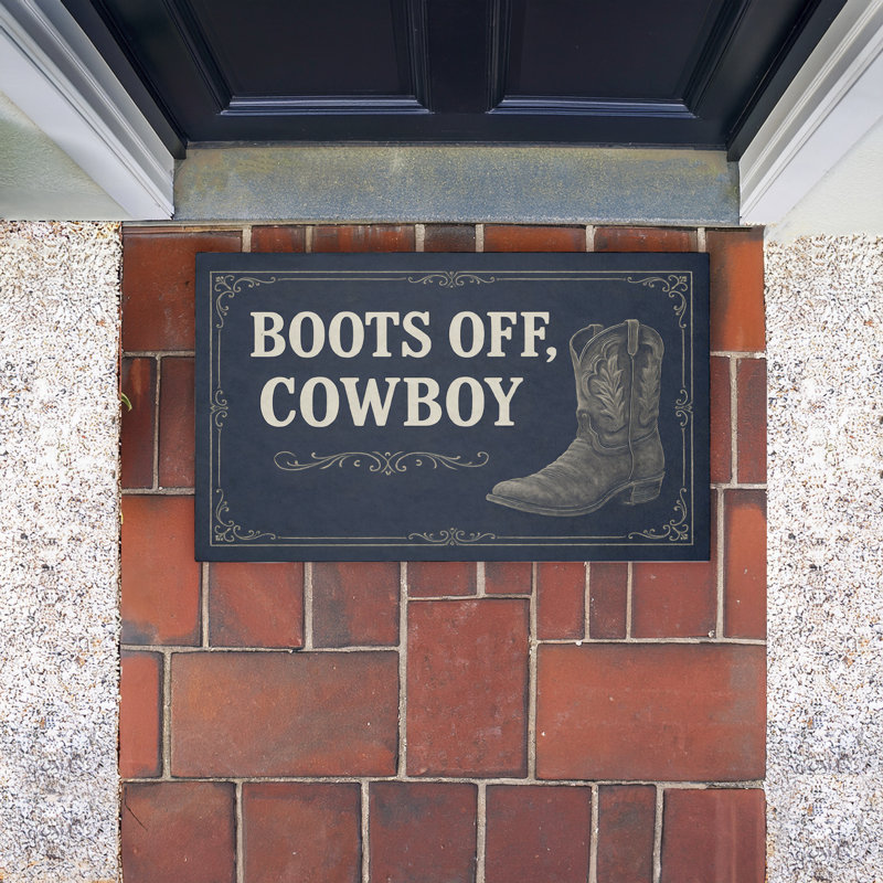  Tapis de porte anti-dérapant recyclé 18 pi x 30 po, Bottes de cowboy