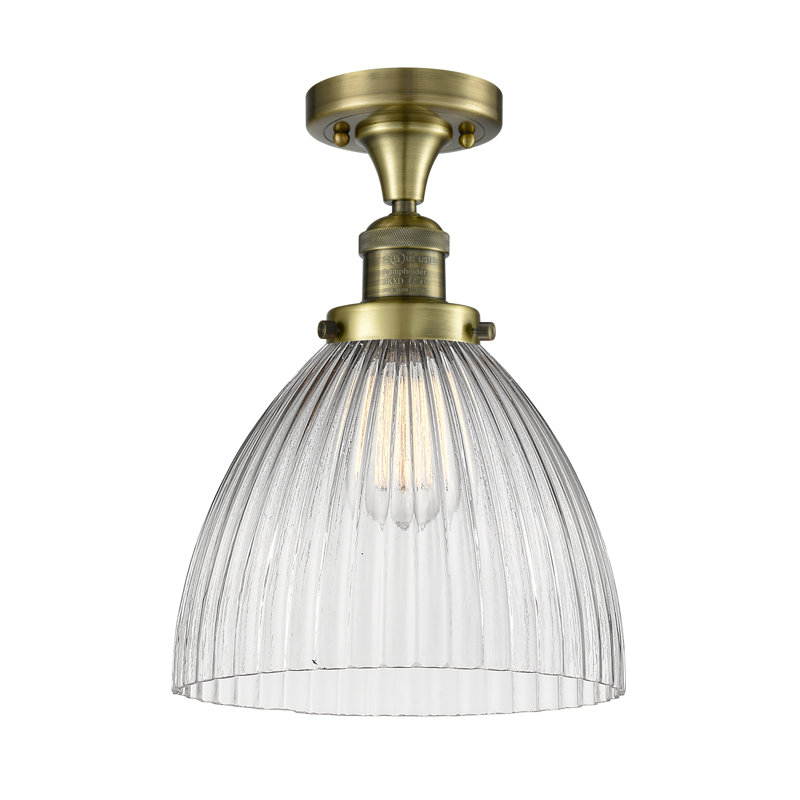 Plafonnier semi-encastré 1 lumière 9,5 po Kody, Ampoule DEL rétro de 3,5 watts, Laiton antique