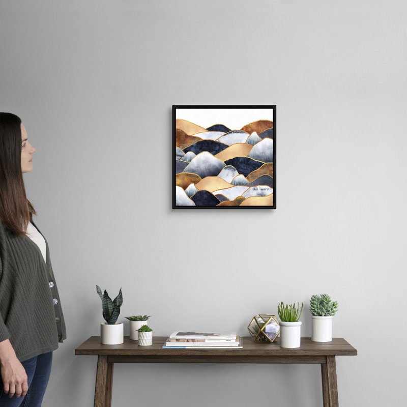 Hills - Painting on Canvas, Black Framed, 17.7" H x 17.7" W x 1.75" D