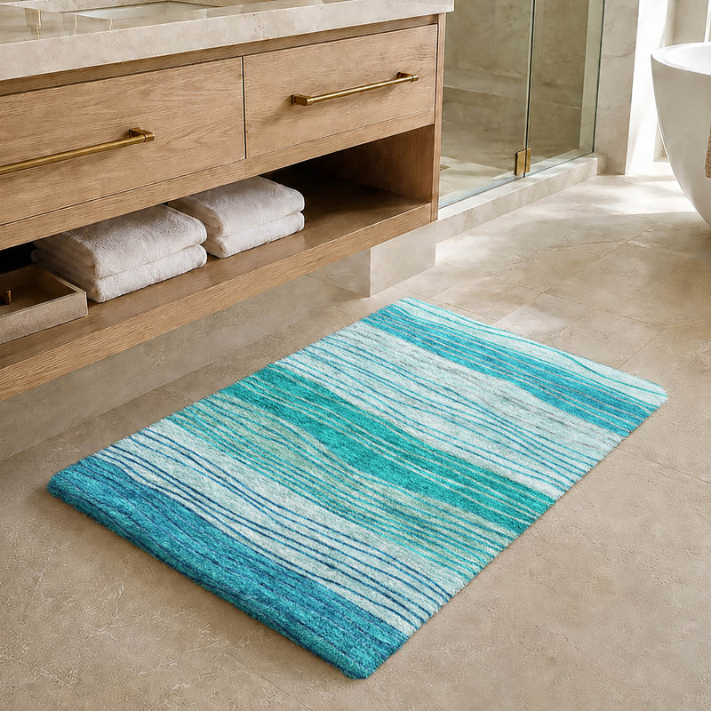 Striped Indoor Rug, Sky, 2'6" x 3'10"