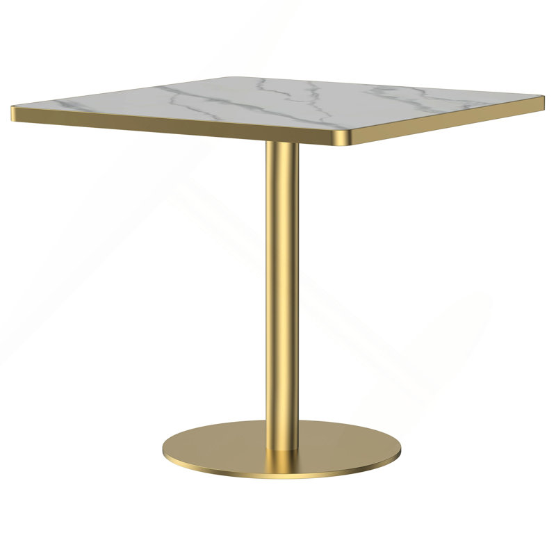 Table carrée bistro moderne tulipe 31,5 pouces avec plateau en faux marbre, facile à assembler, structure en métal robuste