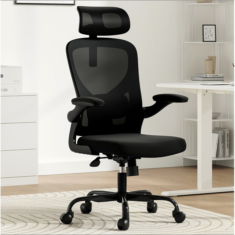Chaise de bureau ergonomique, chaise de bureau avec appui-tête, chaise d'ordinateur à haut dossier avec accoudoirs et support lombaire réglable pour la salle d'étude de bureau à domicile