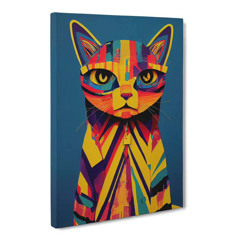 Colourful Abstract Cat Vol.1 - Wrapped Canvas, 76cm H x 50cm W x 3cm D